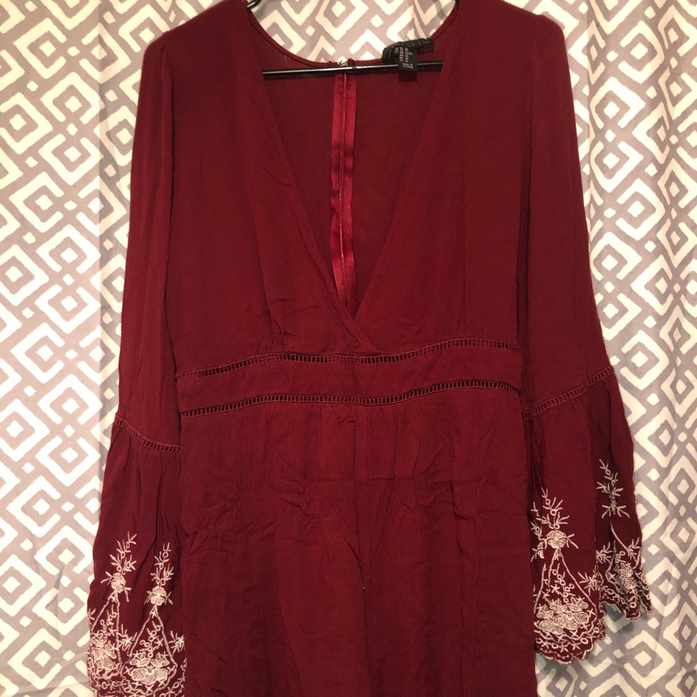 Forever 21+ Plus-size Burgundy Long-Sleeve Romper
